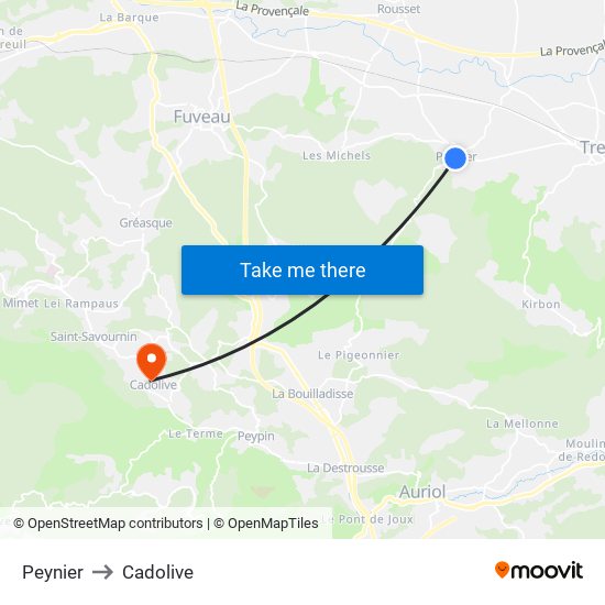 Peynier to Cadolive map