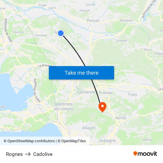 Rognes to Cadolive map