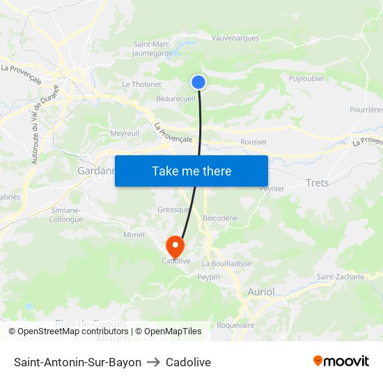 Saint-Antonin-Sur-Bayon to Cadolive map