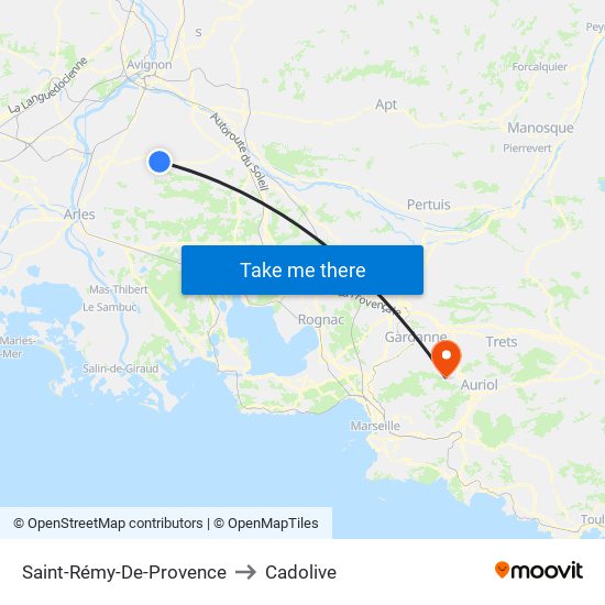 Saint-Rémy-De-Provence to Cadolive map