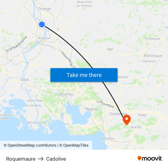 Roquemaure to Cadolive map