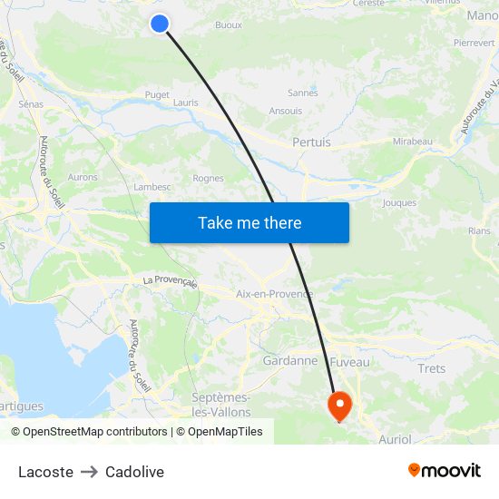 Lacoste to Cadolive map