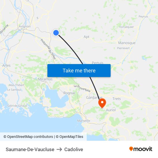 Saumane-De-Vaucluse to Cadolive map