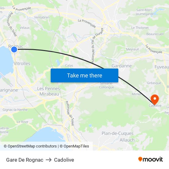 Gare De Rognac to Cadolive map