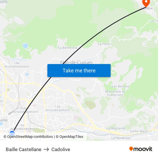 Baille Castellane to Cadolive map