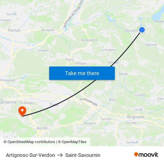 Artignosc-Sur-Verdon to Saint-Savournin map