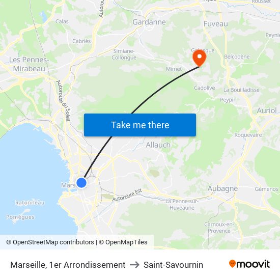 Marseille, 1er Arrondissement to Saint-Savournin map