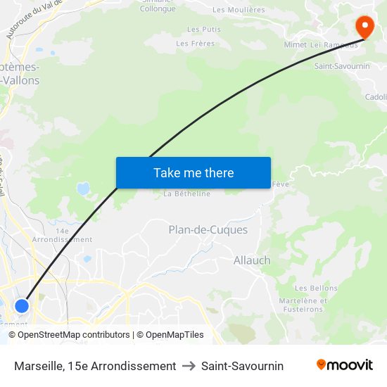 Marseille, 15e Arrondissement to Saint-Savournin map