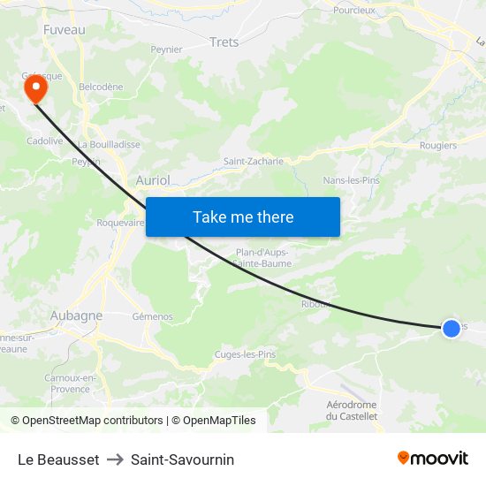 Le Beausset to Saint-Savournin map