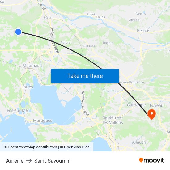 Aureille to Saint-Savournin map