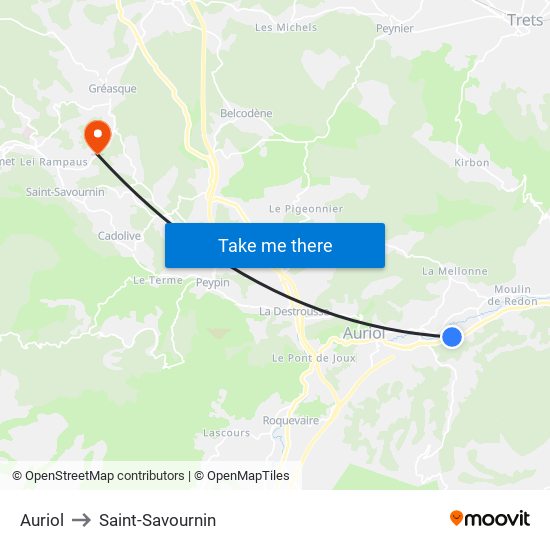 Auriol to Saint-Savournin map