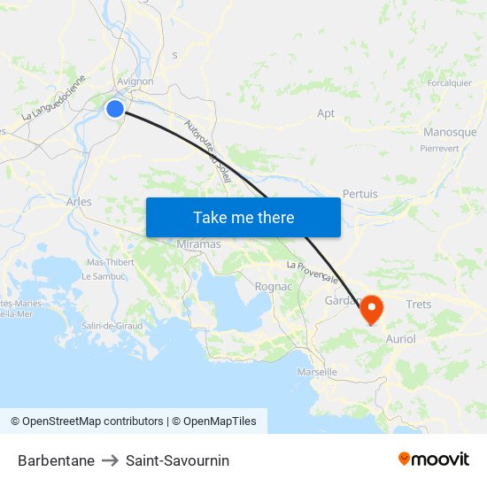 Barbentane to Saint-Savournin map