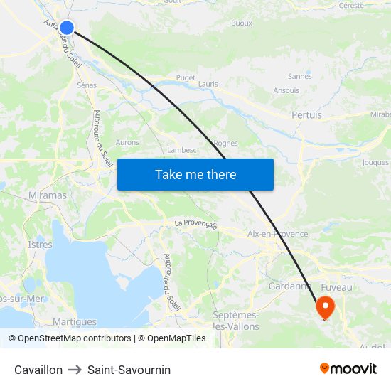 Cavaillon to Saint-Savournin map