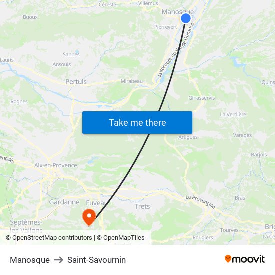 Manosque to Saint-Savournin map