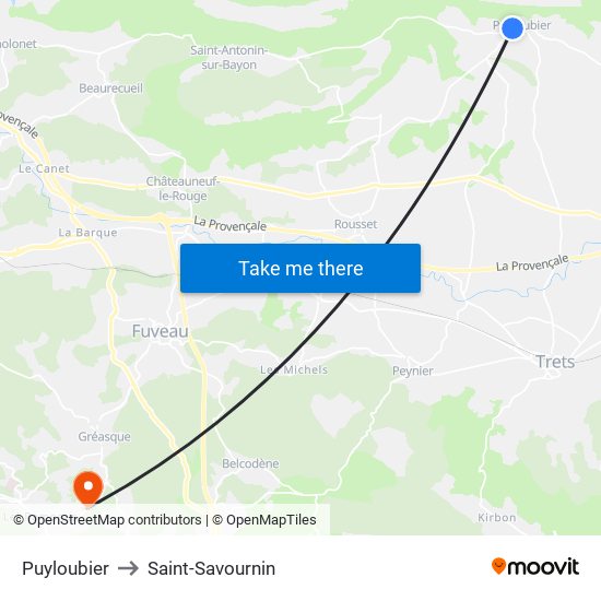 Puyloubier to Saint-Savournin map