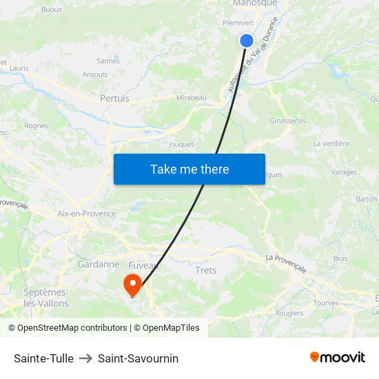 Sainte-Tulle to Saint-Savournin map