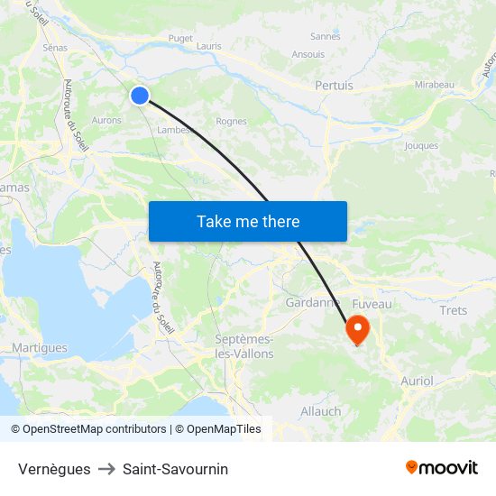 Vernègues to Saint-Savournin map