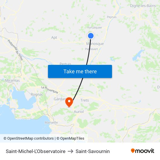 Saint-Michel-L'Observatoire to Saint-Savournin map