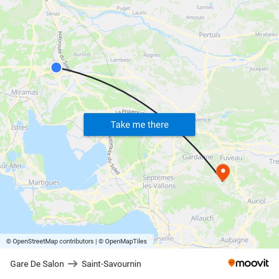 Gare De Salon to Saint-Savournin map