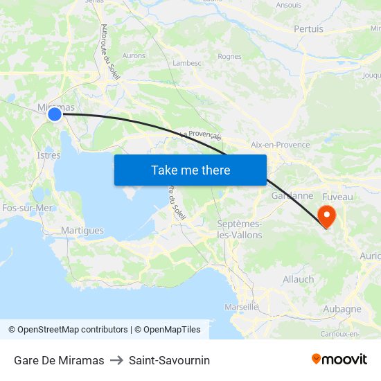 Gare De Miramas to Saint-Savournin map