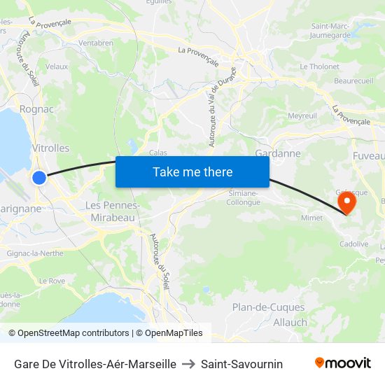 Gare De Vitrolles-Aér-Marseille to Saint-Savournin map