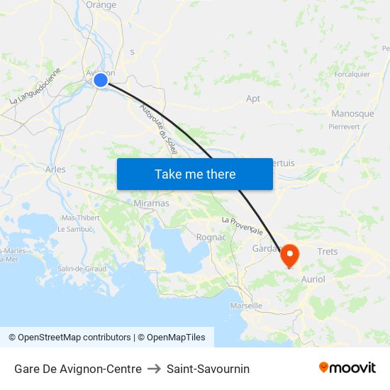Gare De Avignon-Centre to Saint-Savournin map