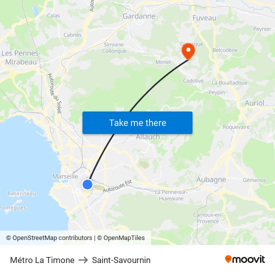 Métro La Timone to Saint-Savournin map