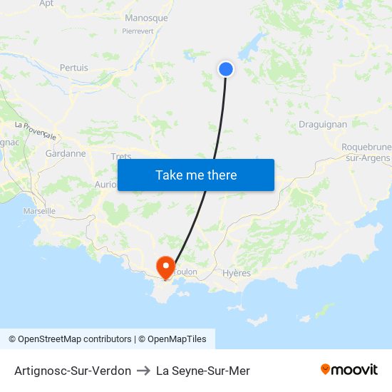 Artignosc-Sur-Verdon to La Seyne-Sur-Mer map