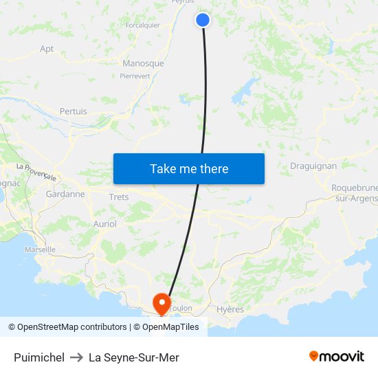 Puimichel to La Seyne-Sur-Mer map