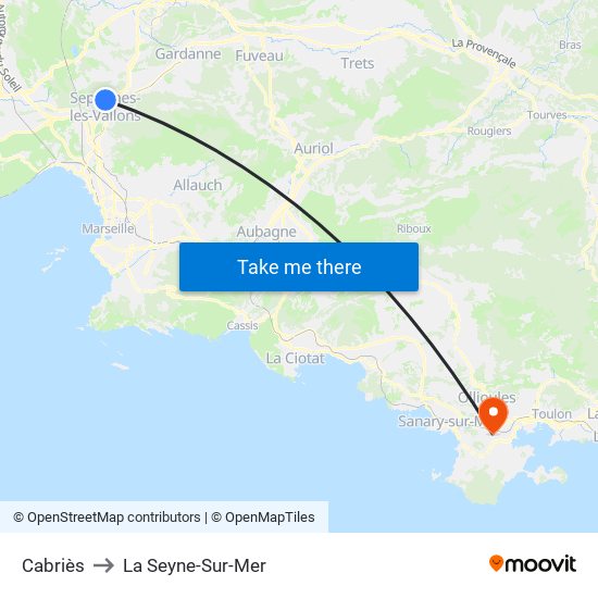 Cabriès to La Seyne-Sur-Mer map