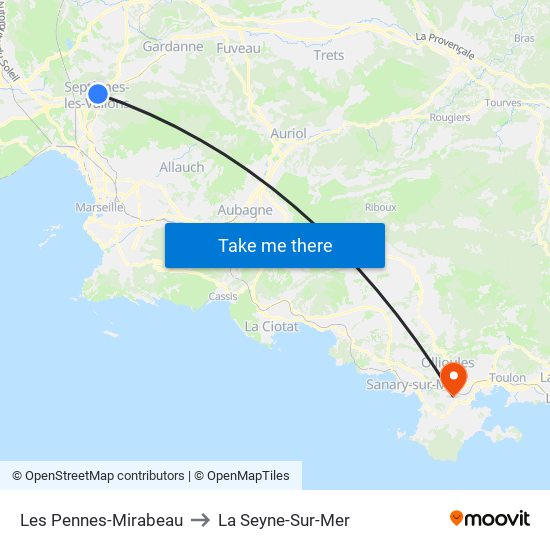 Les Pennes-Mirabeau to La Seyne-Sur-Mer map