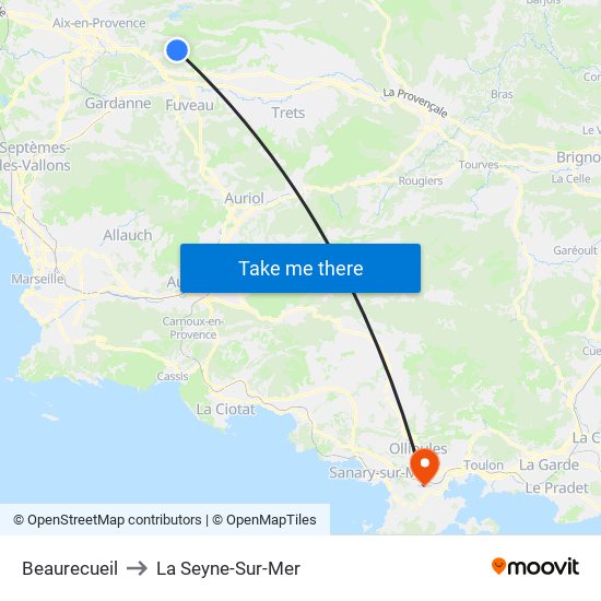 Beaurecueil to La Seyne-Sur-Mer map
