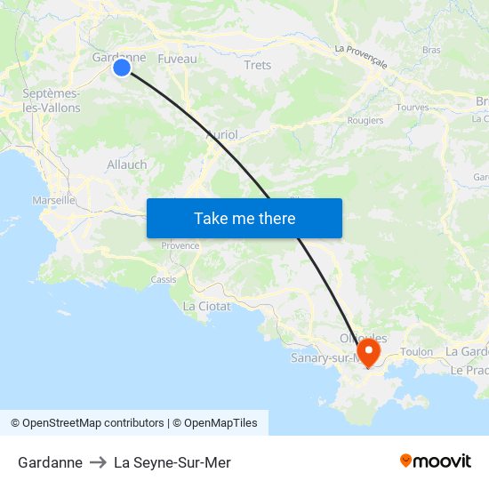 Gardanne to La Seyne-Sur-Mer map