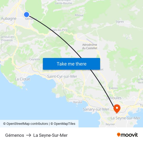 Gémenos to La Seyne-Sur-Mer map