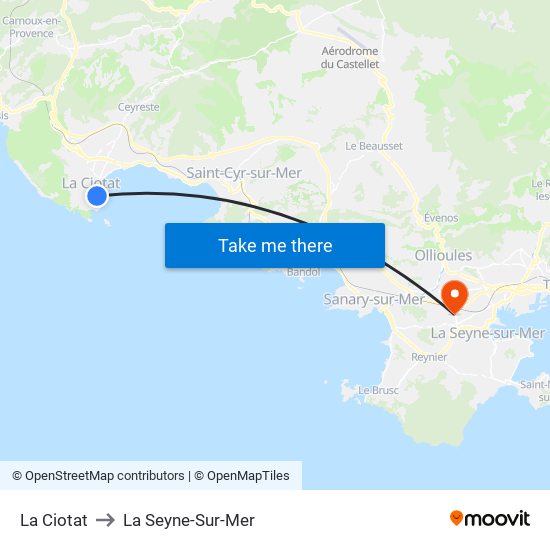 La Ciotat to La Seyne-Sur-Mer map