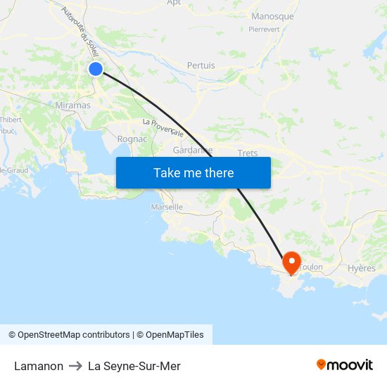 Lamanon to La Seyne-Sur-Mer map