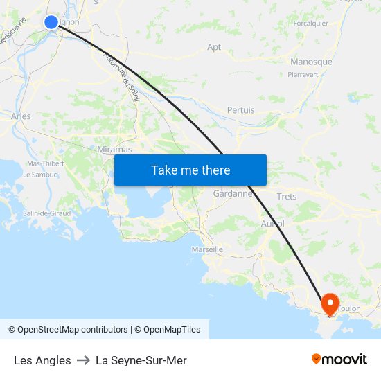 Les Angles to La Seyne-Sur-Mer map