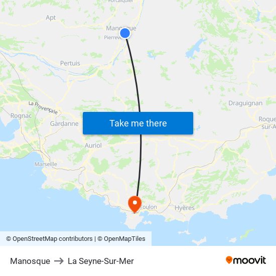 Manosque to La Seyne-Sur-Mer map