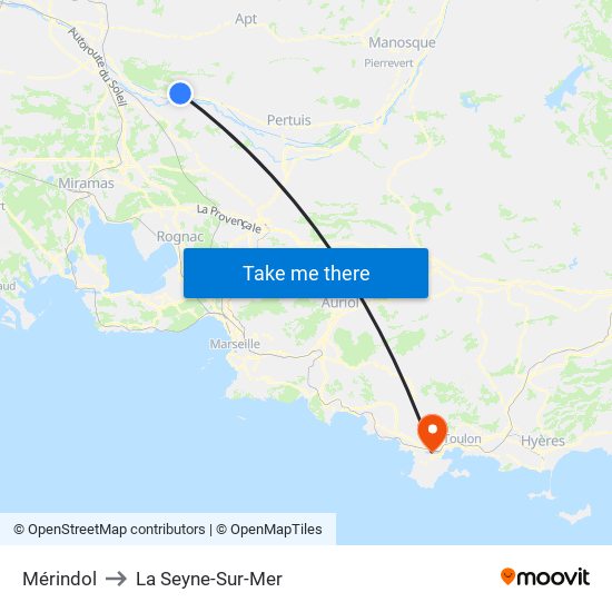 Mérindol to La Seyne-Sur-Mer map