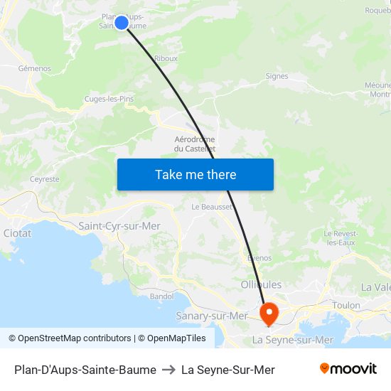 Plan-D'Aups-Sainte-Baume to La Seyne-Sur-Mer map
