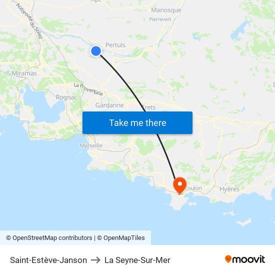 Saint-Estève-Janson to La Seyne-Sur-Mer map