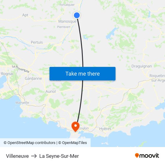 Villeneuve to La Seyne-Sur-Mer map