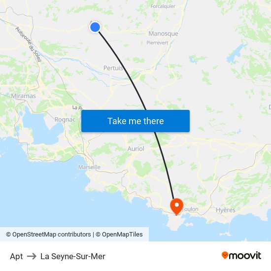 Apt to La Seyne-Sur-Mer map