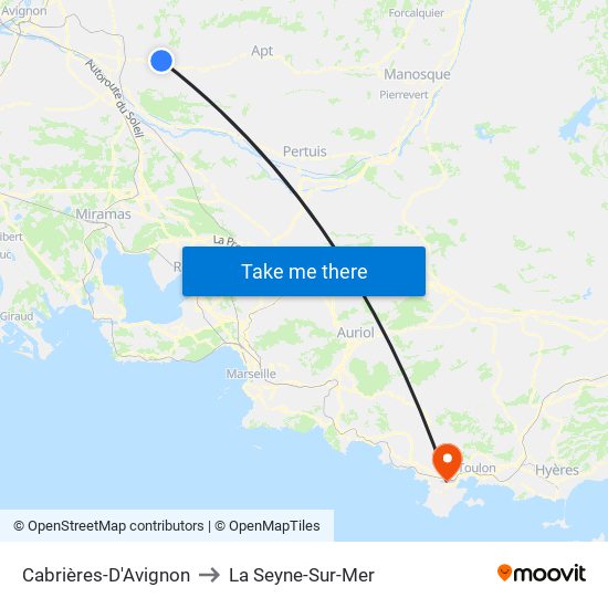 Cabrières-D'Avignon to La Seyne-Sur-Mer map
