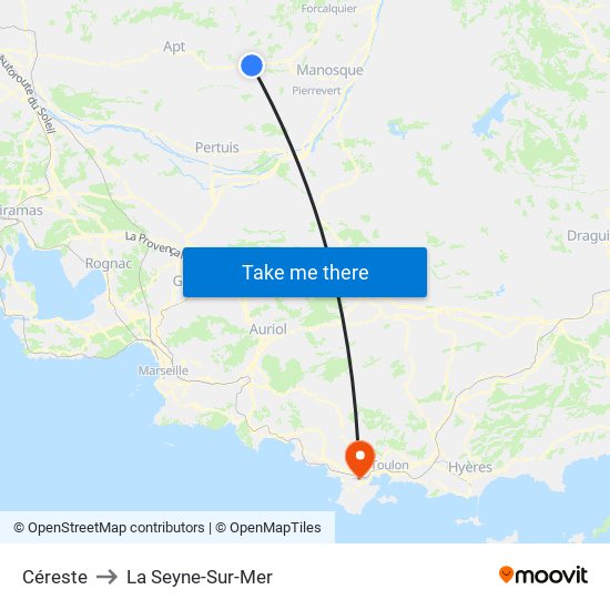 Céreste to La Seyne-Sur-Mer map
