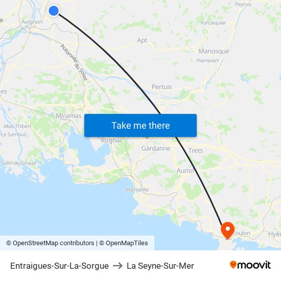 Entraigues-Sur-La-Sorgue to La Seyne-Sur-Mer map