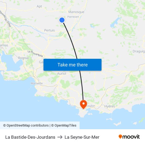 La Bastide-Des-Jourdans to La Seyne-Sur-Mer map