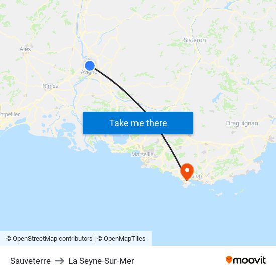 Sauveterre to La Seyne-Sur-Mer map
