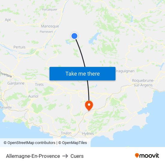 Allemagne-En-Provence to Cuers map