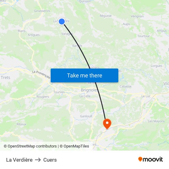 La Verdière to Cuers map